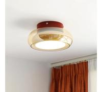 HTERWQEA Nordic Amber Glass LED Ceiling Light 7.8 Inch Semi Flush Mount 12W Close to Ceiling Lamp for Hallway Stairs Entryway Closet and Corridor Lighting
