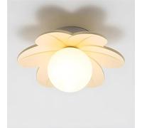HTERWQEA Nordic Bedroom Ceiling Lights Resin Flower Semi Flush Mount Ceiling Light Fixture with Milk White Glass Shade 9.4in G9 Creative Small Ceiling Lighting for Hallway Closet Corridor