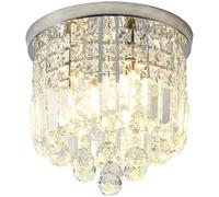 HTERWQEA Postmodern Chrome Ceiling Light with Crystal Droplets Elegant Semi Flush Mount Chandelier E26 Close to Ceiling Lighting for Entrance Hallway Kitchen Balcony