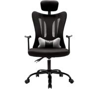 HTERWQEA Silla Oficina ergonómica con Respaldo Alto, Malla Transpirable, Soporte Lumbar, reclinable, cómoda, for Uso doméstico, soporta hasta 200 kg, Color Negro, giratoria y Ajustable