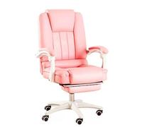 HTERWQEA Silla Oficina ergonómica Rosa con Respaldo reclinable, reposacabezas Ajustable, reposapiés y Base giratoria for Mayor Comodidad en la Juegos casa