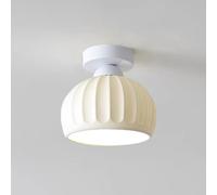 HTERWQEA White E27 Ceramic Ceiling Light Modern Dome Semi Flush Mount 7in Ribbed Ceramic Pendant Shade Close to Ceiling Lighting Fixture for Hallway Nordic Ceiling Lamp