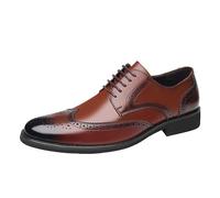 HTERWQEA Zapatos Formales con Punta Brogue for Hombre, Estilo Oxford, Piel Flor, Punta Redonda, Modernos, con Cordones, Informales, Antideslizantes, clásicos.(43 EU)