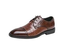 HTERWQEA Zapatos Formales con Punta Cosida, Estilo Oxford, Cuero, Estilo Brogue, Antideslizantes, caña Baja, con Goma, Estilo Vintage, con Cordones, Informales.(Brown,44 EU)