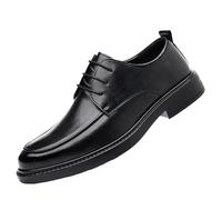 HTERWQEA Zapatos Formales for Hombre, con Detalles cosidos a Mano, Cuero sintético, clásicos, con Cordones, Punta Lisa, Antideslizantes, for Negocios.(Noir,43 EU)
