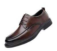 HTERWQEA Zapatos Formales for Hombre, con Detalles cosidos a Mano, Cuero sintético, clásicos, con Cordones, Punta Lisa, Antideslizantes, for Negocios.(Brown,40 EU)