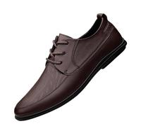 HTERWQEA Zapatos Formales for Hombre, Vestir, Oxford, Cuero Italiano, Antideslizantes, Resistentes al Deslizamiento, for Negocios, con Cordones y Puntera.(Brown,37 EU)