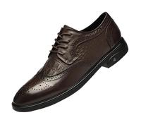HTERWQEA Zapatos Formales Oxford Vestir con Punta ala Transpirable y Malla Hueca for Hombre, Zapatos Brogue Cuero Genuino for Boda al Aire Libre, Zapatos caña Baja clásicos con Cordones(Brown,44 EU)