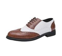 HTERWQEA Zapatos Formales Vestir Brogue for Hombre, Cuero Lujo, clásicos, con Cordones, Antideslizantes, tacón Bloque, Goma Antideslizante, for Exteriores, Brogue, Esmoquin.(Brown,42 EU)