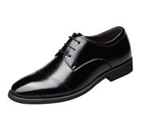 HTERWQEA Zapatos Formales Vestir con Punta Cosida for Hombre, Cuero Italiano, clásicos, con Cordones, Punta ala, for graduación, Boda, Antideslizantes, Informales.(Noir,44 EU)