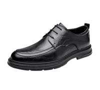HTERWQEA Zapatos Formales Vestir Oxford for Hombre, Cuero Genuino, for Uniforme, clásicos, for Negocios, Fiestas, Bodas, Antideslizantes, Informales, con Punta Lisa, a la, con Cordones.(41 EU)