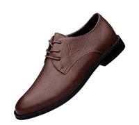 HTERWQEA Zapatos Formales Vestir Oxford for Hombre, Piel sintética, for graduación, Antideslizantes, con Goma y tacón Bloque, Punta Lisa, Esmoquin clásico con Cordones.(Brown,44 EU)