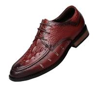 HTERWQEA Zapatos Oxford for Hombre, Piel Impermeable, Antideslizantes, con tacón Bloque y Goma Antideslizante, for Boda, Fiesta, graduación, Informales, con Cordones, for Noche(Rouge,37 EU)