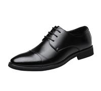HTERWQEA Zapatos Oxford Formales Vestir con Punta Cosida for Hombre, Cuero Lujo, Informales, tacón Cuadrado, Esmoquin, Transpirables, a la, con Cordones(41 EU)