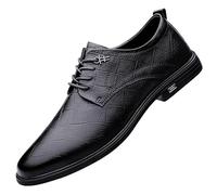 HTERWQEA Zapatos Oxford Piel Francesa for Hombre, for graduación, Boda, Esmoquin, Antideslizantes, tacón Bloque, Zapatos Noche clásicos con Cordones y Puntera.(Noir,44 EU)
