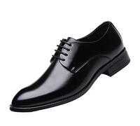 HTERWQEA Zapatos Oxford Vestir for Hombre, Cuero sintético, con Cordones, Punta Lisa, Antideslizantes, for Baile graduación(Noir,46 EU)