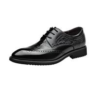 HTERWQEA Zapatos Vestir Brogue cómodos for Hombre, Cuero Transpirable con Cordones for Bailes graduación y Eventos Formales, Goma Antideslizante, diseño Moderno Punta Puntiaguda.(37 EU)