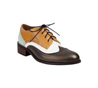 HTERWQEA Zapatos Vestir Brogue Dos Tonos con Punta ala for Hombre, Cuero Impermeable, Informales, a la, con Cordones, for graduación, Boda, tacón Bloque, Punta Redonda(White,45 EU)