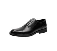 HTERWQEA Zapatos Vestir con Punta Cosida for Hombre, Cuero Genuino, con Cordones, Goma, for Baile graduación, con Punta Redonda(38 EU)