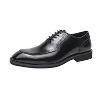 HTERWQEA Zapatos Vestir Formales Informales for Hombre, Cuero, Estilo Oxford, con Cordones, Punta Puntiaguda, caña Baja, Goma Antideslizante, for Bailes graduación(Noir,43 EU)