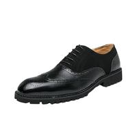 HTERWQEA Zapatos Vestir Oxford con Punta Redonda y Cordones Cuero español for Hombre, Antideslizantes, caña Baja, con Goma y Antideslizantes for Baile graduación y Negocios.(Blue,43 EU)