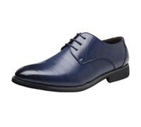 HTERWQEA Zapatos Vestir Oxford Cuero Lujo for Hombre, Antideslizantes, caña Baja, Antideslizantes, for Baile graduación, Transpirables, Vintage, con Cordones, for Boda(Blue,44 EU)
