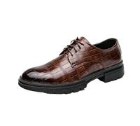 HTERWQEA Zapatos Vestir Oxford for Hombre, Piel Vegana, Antideslizantes, caña Baja, con Goma, for graduación, Boda, diseño Puntera, for Oficina, Estilo Vintage con Cordones.(Brown,43 EU)