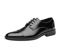 HTERWQEA Zapatos Vestir Oxford Punta Puntiaguda for Hombre, Cuero Genuino, clásicos, Formales, for Boda, Negocios, Fiesta, graduación, Oficina y Noche(Noir,43 EU)