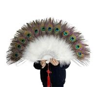 HTFTOIO 1 ventilador grande de plumas de pavo real Cheongsam Show Live Performance plegable gótico baile mano boda fiesta decoración de mano plegable (1)