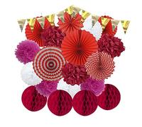 HTFTOIO Juego de abanicos de papel para colgar en color rosa y azul, para ceremonia de boda, fiesta, pompones, flores, decoración de bautizo, abanico plegable de mano (juego gris y azul)