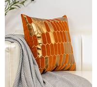 HTGAOO 2 Fundas de Almohada cuadradas, Fundas de cojín abstractas de Patchwork de Felpa Son Modernas y Sencillas (Gris)(Orange)