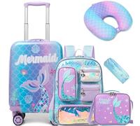 HTgroce 5pcs Valise Cabine con Mochila Rigide ABS 4 Roues Bagage Maleta Infantil