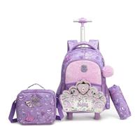 HTgroce Mochila con Ruedas Niña - Mochila Escolar Trolley Ergonómica - Carrito Escolar para Primaria - Equipaje de Viaje Infantil