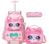 HTgroce Mochila con Ruedas Niña Primaria - Carrito Escolar Ergonómico Mochila Infantil de Gran Capacidad para Colegio y Viaje