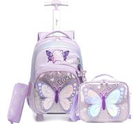 HTgroce Mochila con Ruedas Niña Primaria Ergonómica - Carrito Escolar Infantil- Mochila de Gran Capacidad para Colegio y Viaje