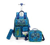 HTgroce Mochila con ruedas para niños y niñas, mochila grande de viaje con bolsa de almuerzo para adolescentes, escuela primaria y secundaria, 02 Game
