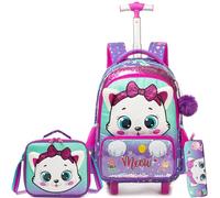 HTgroce Mochila Gato Ruedas Niña Vuelta al Cole Material Escolar