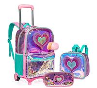 HTgroce Transparente Mochila Con Ruedas Niña Mochila Trolley para Niña 4/8 Años Infantil con Ruedas para Escuela Educación Preescolar Escuela Primaria y Viajes