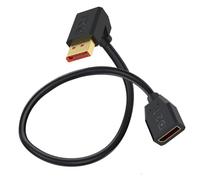 HTGuoji 16K DisplayPort 2.1 Cable de Extensión, DP Macho a Hembra de 90 Grados de Ángulo Recto, Cable 52Gbps Soporte 16K@30Hz,8K@120Hz,4K@240Hz/165Hz HDR,HDCP para Monitor de Juegos, TV, Gráfico (50cm