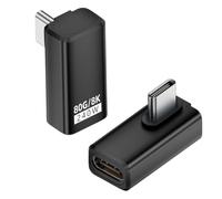 HTGuoji Adaptador USB C de 90 grados de 240 W, extensor de 80 Gbps tipo C macho a hembra, compatible con OTG 8K Video USB 4 Thunderbolt 5 Cable para laptop, tableta, teléfonos (2 piezas) (ángulo medio