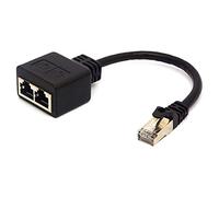 HTGuoji Cable adaptador RJ45 RJ45 macho a doble hembra Adaptador Extender Soporte Ethernet Cat 5/CAT 6 LAN para conmutar redes entre dos ordenadores (no se utiliza como divisor de red)