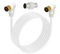 HTGuoji Cable coaxial RG59U de 90 grados, chapado en oro, cable adaptador de TV macho a macho de 9,5 mm para HDTV, CATV, DVB-T2/C/S, cable módem, radio, receptores de satélite (1,8 m)