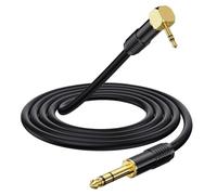HTGuoji Cable de audio de 90 grados 3,5 mm a 6,35 mm, dorado, 6,35 mm, 1/4 pulgadas, conector TRS estéreo a conector TRS de 3,5 mm, cable de audio TRS para portátiles, dispositivos de cine en casa,