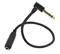 HTGuoji Cable de extensión de ángulo recto 6.35 macho a hembra, 1/4 estéreo TS para guitarra, amplificador, sintetizador, altavoz, piano, 50 cm (Stereo)