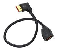 HTGuoji Cable de extensión DisplayPort 2.1 de 90 grados, cable Display Port macho a hembra de 52Gbps, soporte 16K@30Hz, 8K@120Hz, 4K@240Hz/165Hz/144Hz, HDR, HDCP DSC 1.2a, para PS5 (50cm)