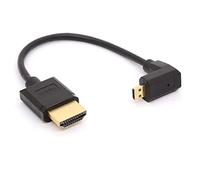HTGuoji Cable Micro HDMI en ángulo a HDMI, conector adaptador micro HDMI macho a HDMI macho de 90 grados para 1080P, 4K, Ultra HD, 3D, Ethernet (arriba)