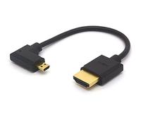 HTGuoji Cable micro HDMI en ángulo a HDMI, micro HDMI macho a HDMI macho cable de extensión 1080P 3D 4K 60Hz Ethernet adaptador conector (izquierda)