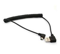 HTGuoji Cable mini USB en espiral, resorte de 90 grados USB 2.0 a cable mini USB, carga en ángulo recto y adaptador mini USB de 1,5 metros