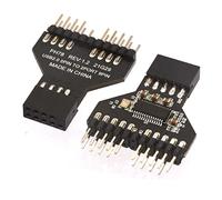 HTGuoji Placa base 9pin USB 2.0 Cabecera macho 1 a 2 hembra extensión HUB conector adaptador puerto multilier, capaz de convertir un conector USB 2.0 de 9 pines a dos