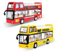 HTGWCG Autobús Juguete Autobús de Doble Piso, Pull-Back Autobús Juguete, Aleación Diecast Vehículos de Juguete Modelo de Acción de Ruedas Libres, Regalos para niños, Amarillo o Rojo (1Pcs)